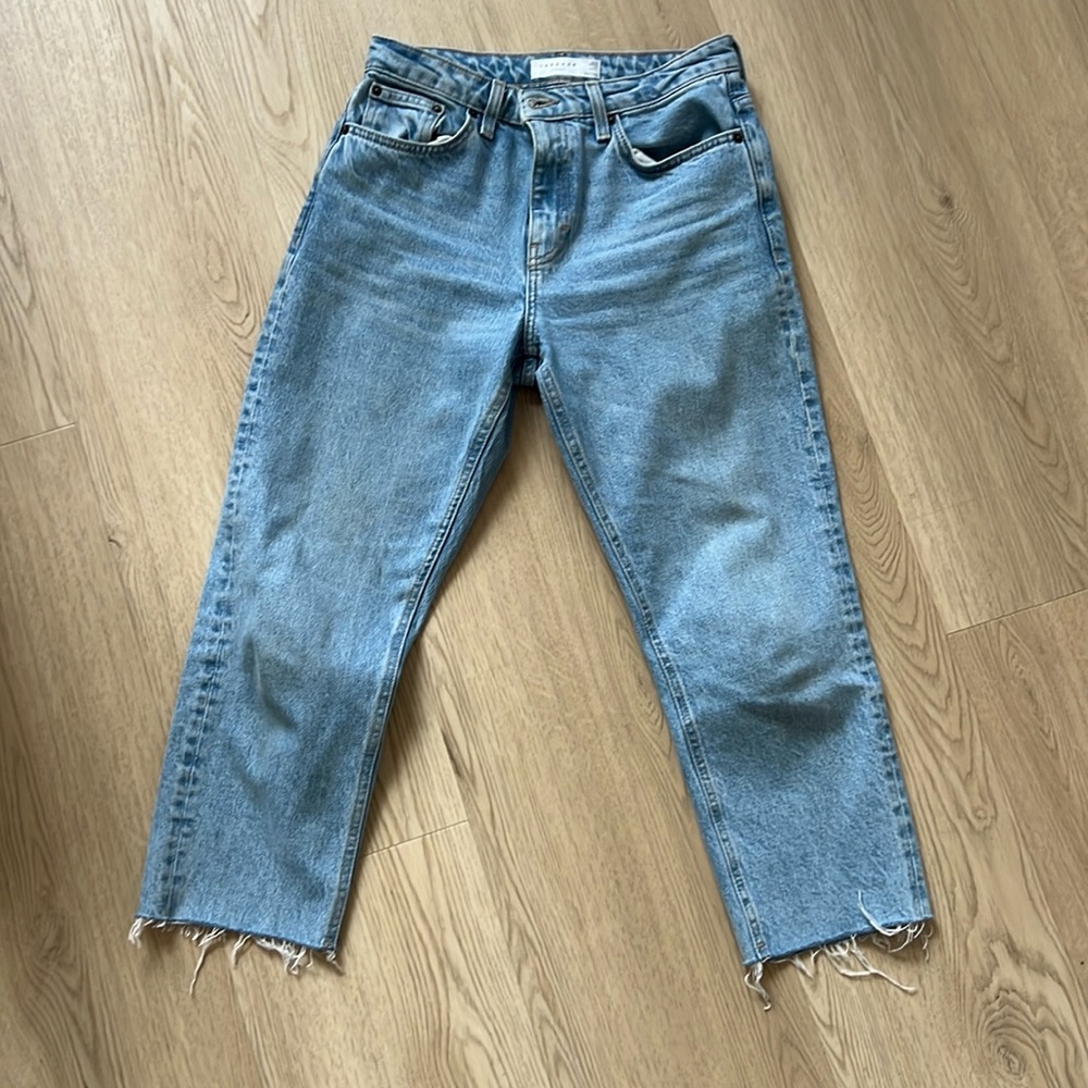 Topshop cropped raw hem straight jeans petite